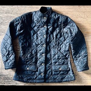 FILSON Quilted Barn Jacket, Stand -Up Collar, Black, Small